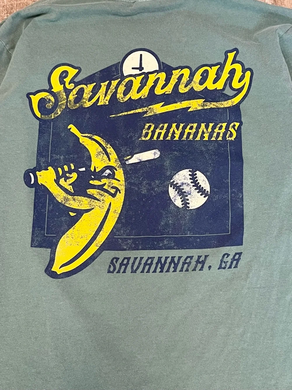 SAVANNAH BANANAS Baseball Comfort Colors Long-Sleeve T-Shirt Mens L Green Yellow